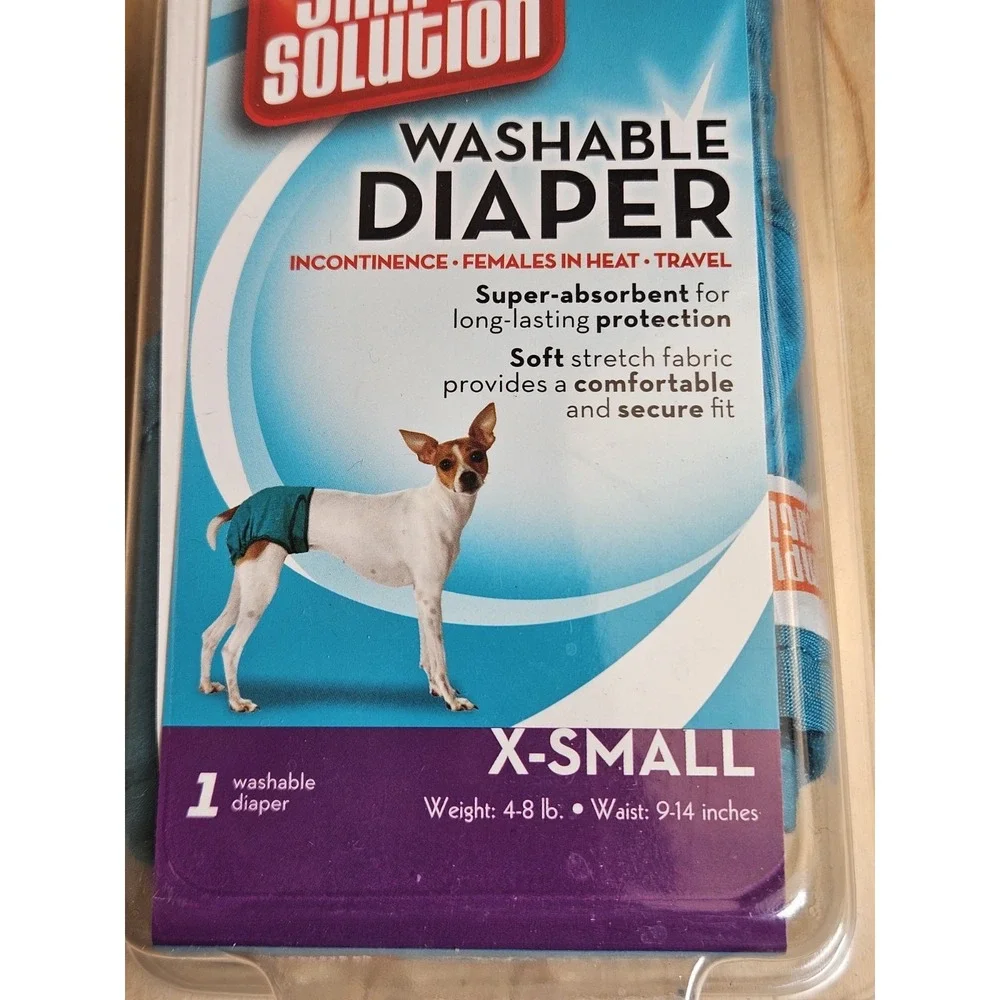 Simple Solution Washable Dog Diaper X-Small XS 4-8 lb Reusable Teal New Sealed